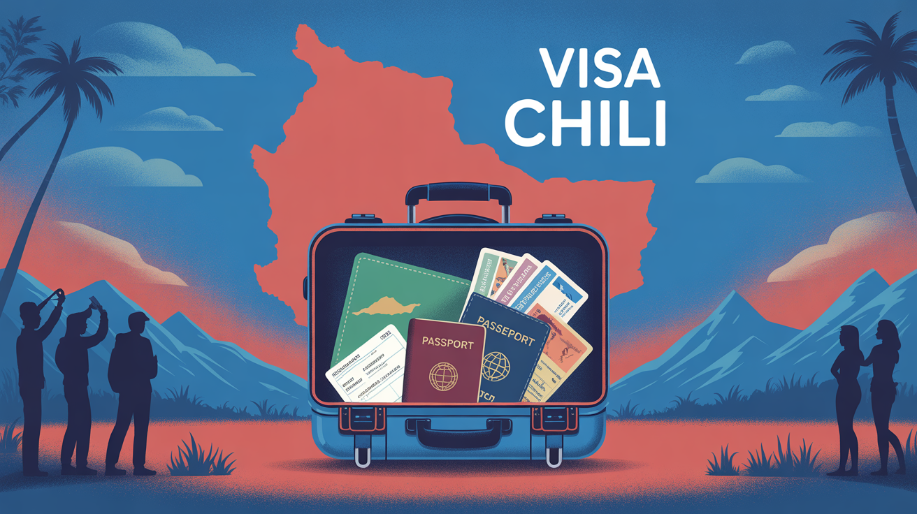 Visa Chili stylisée valise carte voyageurs