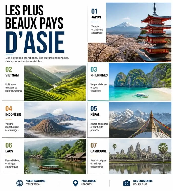 Plus beau pays d Asie : comparaison visuelle des paysages et destinations emblématiques