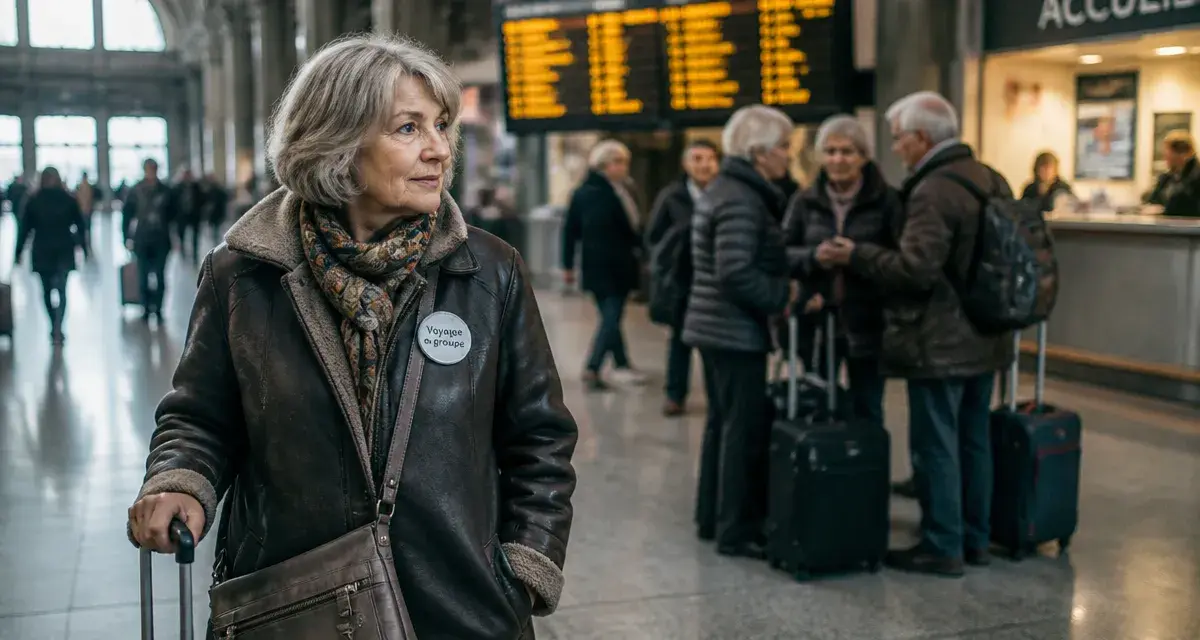 Voyages organisés pour personnes seules 60 ans : seniors en petit groupe à la gare
