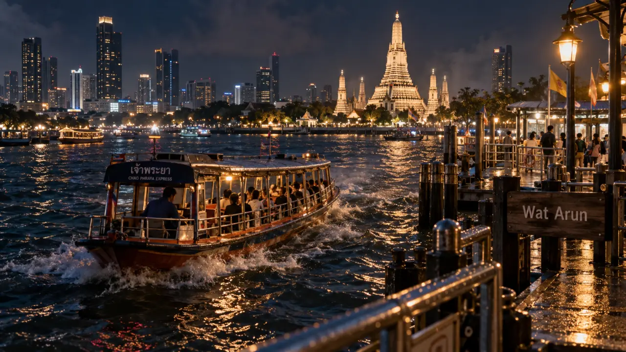 Que faire à Bangkok : bateau-taxi sur le Chao Phraya vers Wat Arun