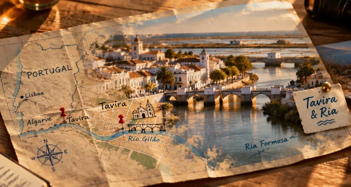 Carte Tavira Portugal : centre historique et plages